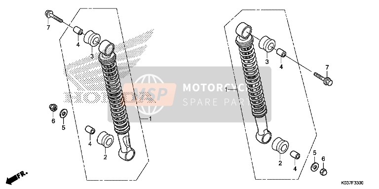 Honda AFS110CSF 2015 Hinteres Kissen für ein 2015 Honda AFS110CSF